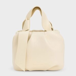 Charles & Keith Toni Knotted Ruched Bag - Chalk